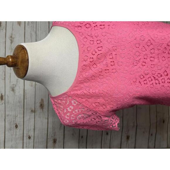 J. Crew classic bright pink coquette Rainbow Lace short sleeve blouse Size 4 - Picture 3 of 7